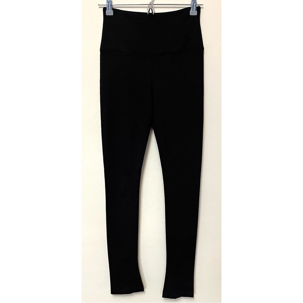 Lisse • S • Black Stretch Knit Rear Zipper Bottom Leggings Convertible Flare
